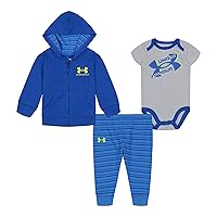 Under Armour boys 3-piece Set, Bodysuit, Graphic T-shirt and Shorts, Crew NecklineBaby and Toddler T-Shirt Set