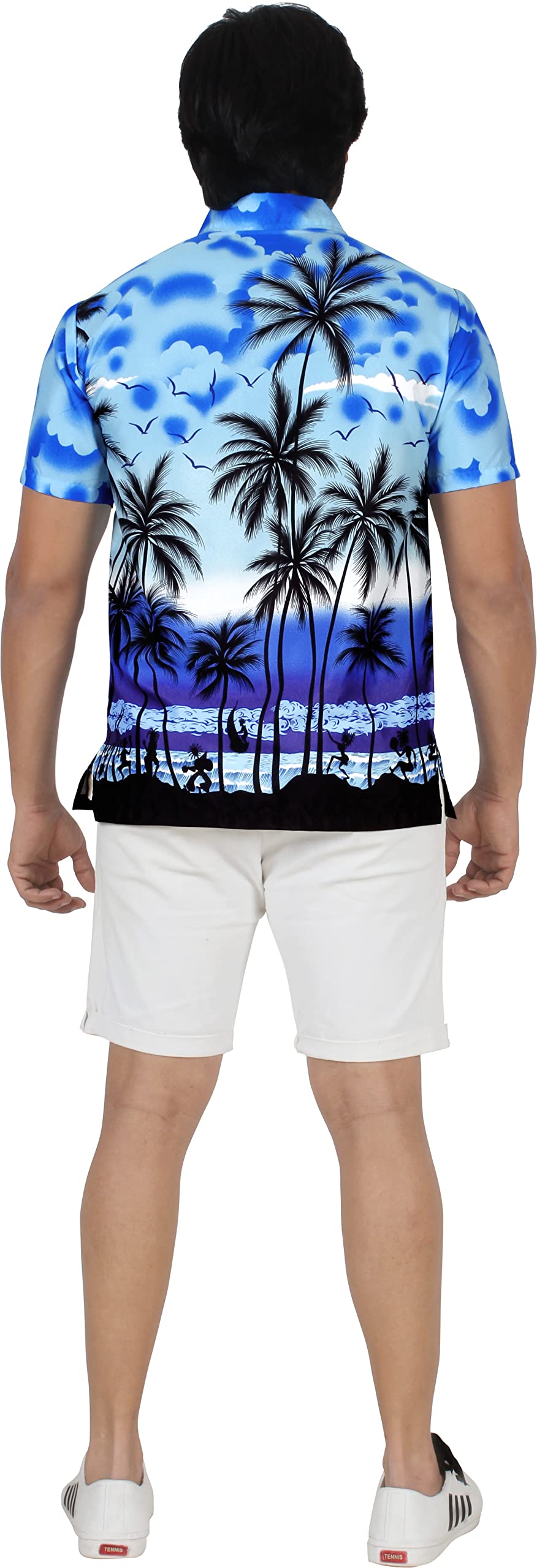 LA LEELA Men's Holiday Tropical Party Aloha Shirts Short Sleeve Button Down Beach Hawaiian Shirt for Men