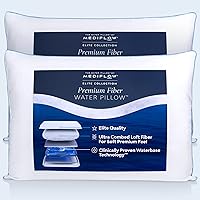 Water Pillow - Elite Collection, Fiber Pillow. Orthopedic Pillow for Neck Pain Relief, Adjustable Water Pillow for Sleeping. (Two Pillows) Twin Pack White