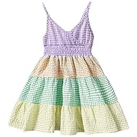 Mommy Daughter Dresses Children's Clothing Summer Girls Dress Color Plaid Stitching Skirt Girls Holiday Dress and