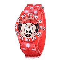 Disney Minnie Mouse Kids' Bezel Stainless Steel Time Teacher Analog Nylon Strap Watch