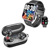 TOZO S4 AcuFit One Smartwatch Bluetooth Talk Dial Fitness Tracker Black + T10mini Wireless Earbuds Bluetooth 5.3 Headset New Upgraded Version Black