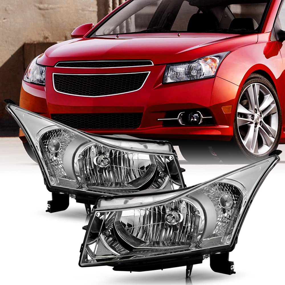 ACANII - For 2011 2012 2013 2014 2015 Chevy Cruze Chrome Headlights Headlamps Head Light Lamp Driver + Passenger Side