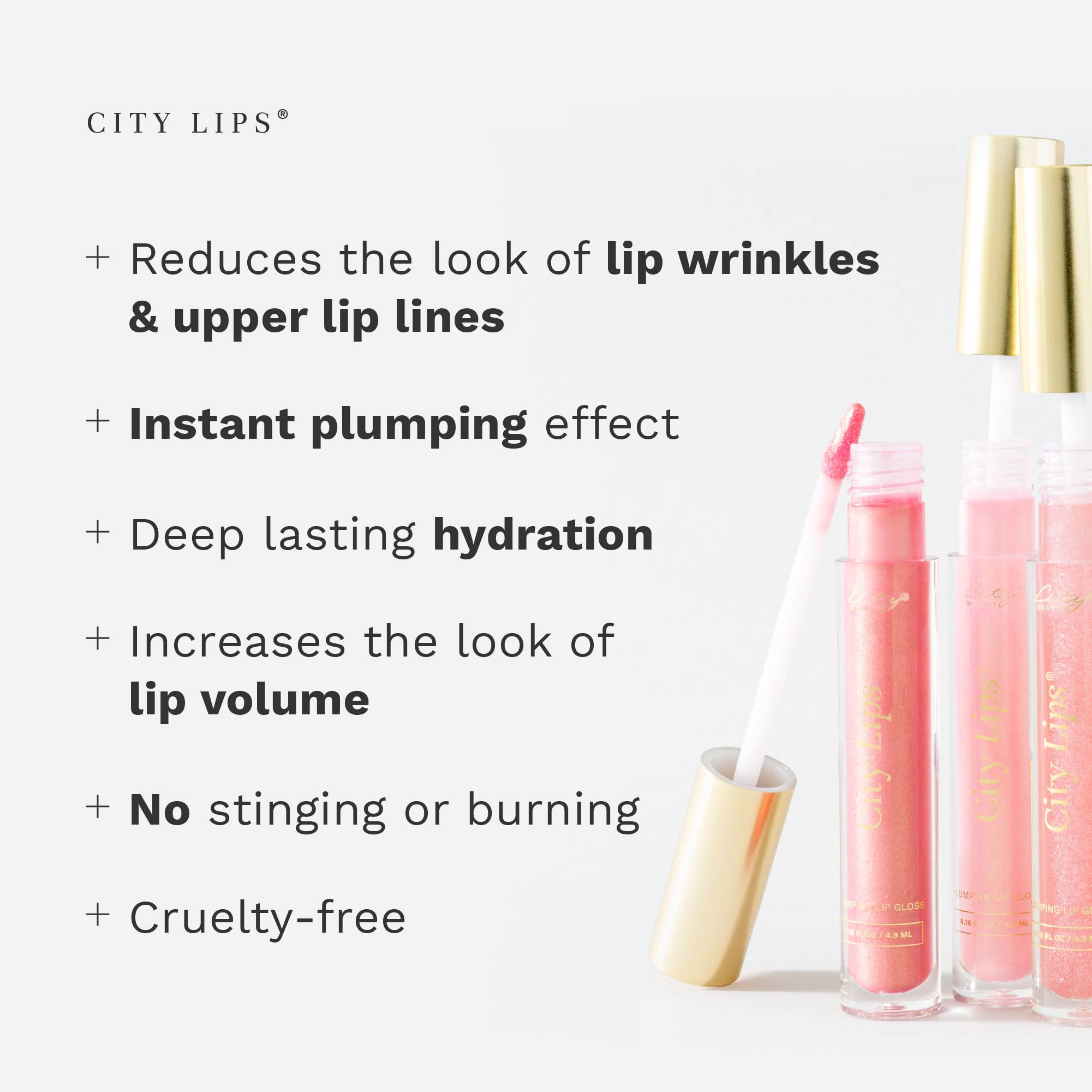 City Beauty City Lips - Plumping Lip Gloss - Hydrate & Volumize - All-Day Wear - Hyaluronic Acid & Peptides Visibly Smooth Lip Wrinkles - Cruelty-Free
