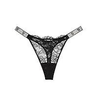 Women's Lace Thong Underwear, Women's Panties, Very Sexy Collection, Black Lace (XXL)