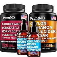 Ceylon Cinnamon (1pk), Liquid Collagen Biotin (2pk), and Fadogia Tongkat Ali (1pk) Supplement Bundle - Potent Vitamins for Heart, Hair, Skin, Nails, Testosterone, & Immune Support - Non-GMO, Vegan