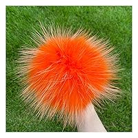homeemoh 5.9 Inch Fluffy Faux Fur Pom Pom Balls Furry Pompoms with Snap Button for Knitting Hat Shoes Bag Charm Scarves Decoration (Raccoon - Orange)