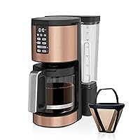 DCM201CP Programmable XL 14-Cup Coffee Maker PRO with Permanent Filter, 2 Brew Styles Classic & Rich, Delay Brew, Freshness Timer & Keep Warm, Dishwasher Safe, Copper