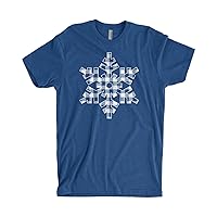 Threadrock Men's White Plaid Snowflake T-Shirt