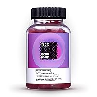 IGK Biotin Hair Gummies 10,000mcg Biotin (60 Count), Strawberry Flavored, Hair Growth Supplement Gummies for Healthy Hair, Skin & Nails, Vegan, Help Combat Hair Loss & Thinning