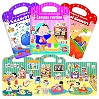 Reusable Jelly Sticker Book for Kids, Portable Busy Book for Toddlers, Preschool Learning Activities Quite Book, Removable 3D Cool Jelly Dinosaur Sticker Book for Boys Girls Airplane Travel Essentials