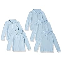 Girls and Toddlers' Uniform Long-Sleeve Interlock Polo Shirt, Multipacks