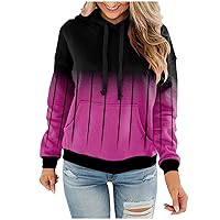 Womens Patchwork Hoodies Novelty Drawstring Sweatshirt Hooded Fall Sweater Tops Relaxed Fit Pullover with Pocket