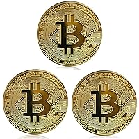 3 Pack Gold Bitcoin Coin Gold Plated Commemorative Souvenir Gift