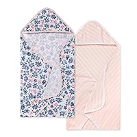 Burts Bees Baby Infant Hooded Towels Botanical Gardens Organic Cotton, Unisex Bath Essentials and Newborn Necessities, Soft Nursery Towel with Hood Set, 2-Pack Size 29 x 29 Inch