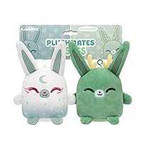 TeeTurtle Plushiverse - Plushmates Besties Keychain Set - Myths and Cryptids - Cute Kawaii Green Jackalope and White Moon Rabbit - Plush Keychains That Hold Hands