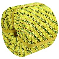 Double Braid Polyester Arborist Rigging Rope -1/2 inch x 100 feet - High Strength Bull Rope for Tree Work, Sailing, Swing, Towing, Yellow