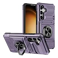 ZIFENGXUAN-Shockproof Case for Samsung Galaxy S24ultra/S24plus/S24 Wallet Case with Credit Card Holder Ring Stand Case Support Vehicle Magnetic Suction (S24ultra,Purple)