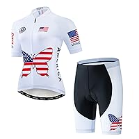 Women's Cycling Jersey Short Sleeve with Padded Shorts Quick-Dry Shirts Bike Clothes Set