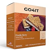 GO4IT Health Meal Replacement Bar, HIGH Protein Nutrition Bar, HIGH Fiber, LOW Calories, KETO friendly, On-the-go, Weight Loss Food Bar, 7/Box - (Double Berry)