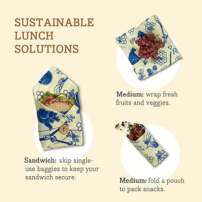  Bee's Wrap Reusable Beeswax Food Wraps Made in the USA