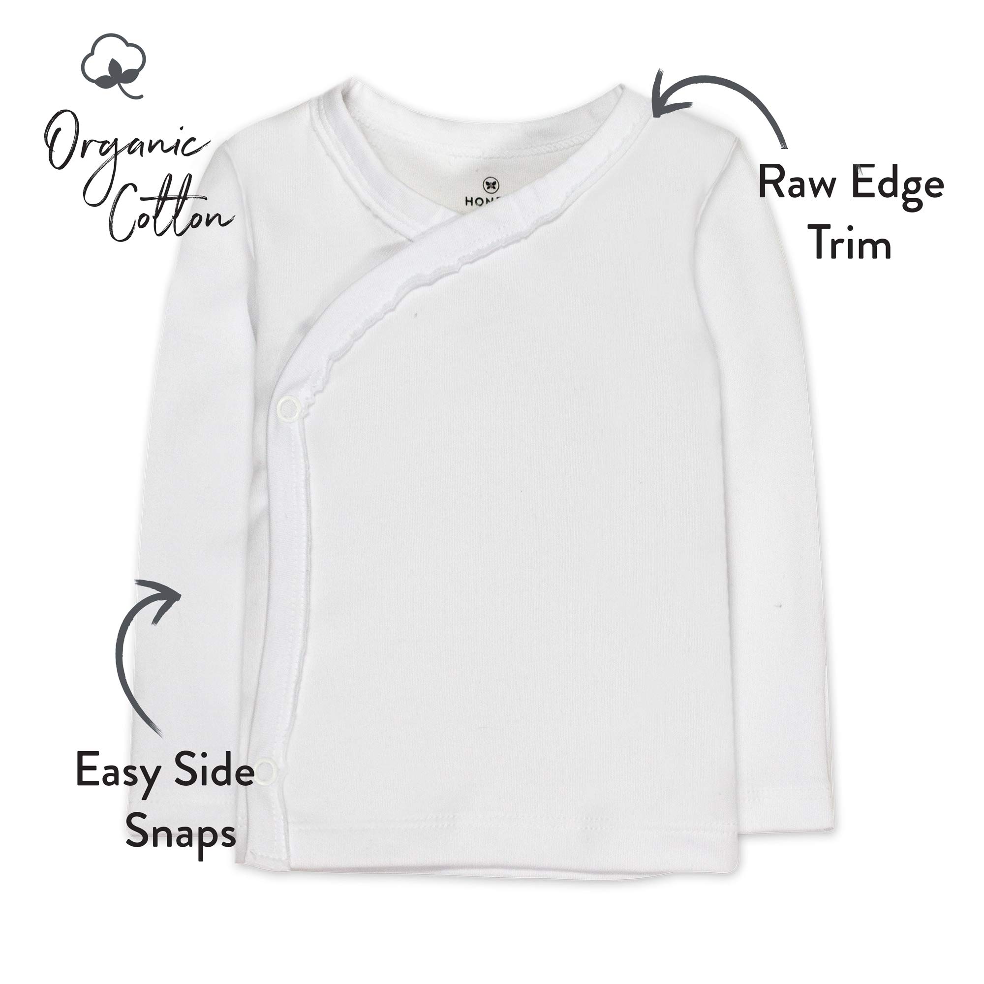 HonestBaby 3-Pack Organic Cotton Long Sleeve Side-Snap Kimono Tops