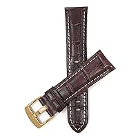 Mens Leather Watch Band - Alligator Pattern - White Stitch - 5 Colors - 18mm to 38mm (Most sizes also come in Extra Long XL)