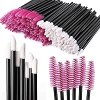 Tbestmax 200 Disposable Mascara Wand Spoolies and Lip Brushes, Lipstick Lipgloss Applicator for Eyebrow Eyelash Extension Makeup Kits Red