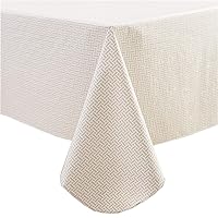 Vinyl Tablecloth with Flannel Backed Waterproof Oil-Proof PVC Table Cloth Wipeable Spill-Proof Plastic Table Cover for Indoor and Outdoor(Weave, 60 x 84 Inch Rectangle)