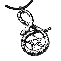 Trilogy Jewelry Pewter Snake Pentagram Star Pentacle Pendant on Leather Necklace