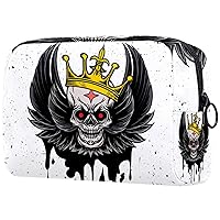 Travel Makeup Bag Crown Skull Cosmetic Bag Oxford Cloth Makeup Bag Toiletry Bag For Women And Girls 7.3x3x5.1in