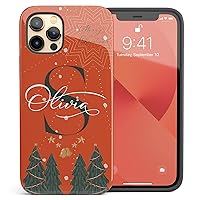 Custom Monogram Christmas Edition Case, Solid Personalized Name Case, Designed ‎for iPhone 15 Plus, iPhone 14 Pro Max, iPhone 13 Mini, iPhone 12, 11, X/XS Max, ‎XR, 7/8‎ Red