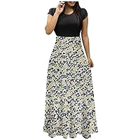 Short Sleeve Dress Women's 2024 Ethnic Printed Loose Maxi Floral Printting Large Size Classic Womens O Neck Dresses