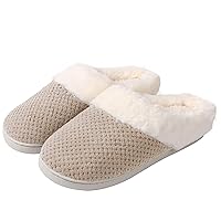 Memory Foam Slippers, Warm Slippers for Women Fuzzy Anti-Slip House Bedroom Shoes for Indoor and Outdoor