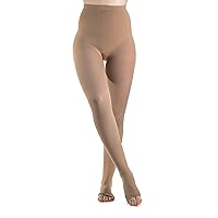SIGVARIS Women’s Style Soft Opaque 840 Open Toe Pantyhose 30-40mmHg - Nude - Medium Long