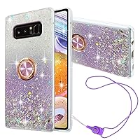 for Samsung Galaxy Note8 Case Phone Case for Galaxy Note 8 Women Glitter Cute Luxury Soft TPU Silicone Clear Cover with Stand Bumper Shockproof Full Body Protection Case (Purple)