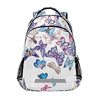 ALAZA Blue & Pink Butterfly Backpack Purse for Women Men Personalized Laptop Notebook Tablet School Bag Stylish Casual Daypack, 13 14 15.6 inch