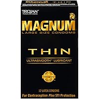 Trojan Magnum Thin Large Size Lubricated Condoms - 12 Count (Pack of 1)