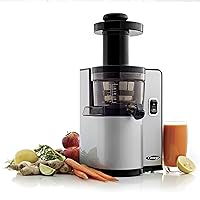 Omega VSJ843QS Vertical Masticating 43 RPM Compact Cold Press Juicer Machine with Automatic Pulp Ejection, 150-Watt, Silver