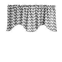 Chevron Zig-Zag Print Scalloped Wave Cotton Window Valance Home Décor Bedroom Nursery Kitchen Window (Grey)
