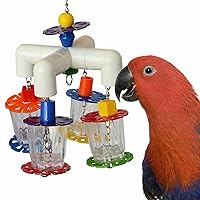 SB634, 4 Way Forager Bird Toy for Ringnecks, Medium Conures, Quakers, Caiques, Pionus, Senegals, African Greys - Foraging Clear Acrylic Cups - Medium/Large Bird Size, 12