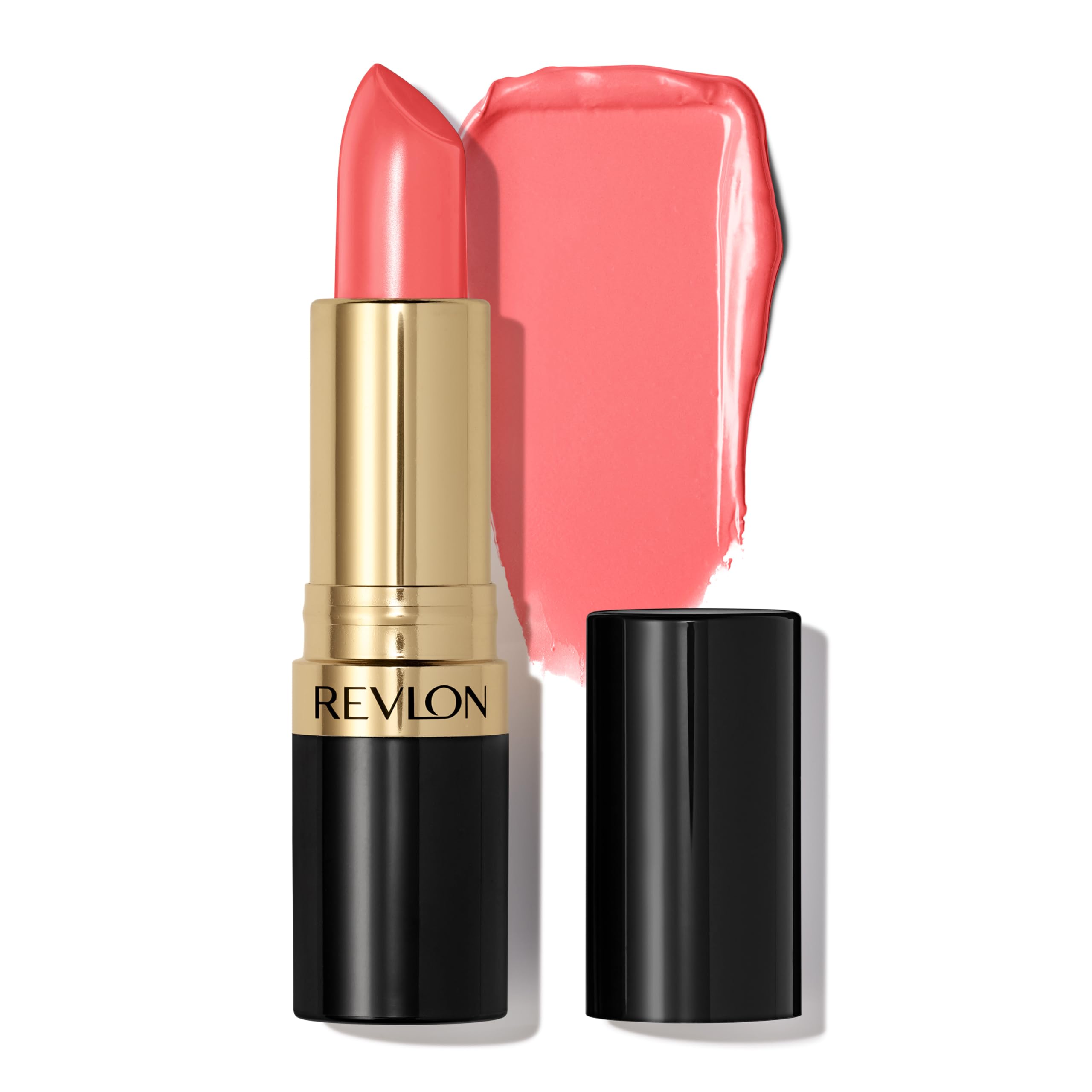REVLON Super Lustrous Lipstick, Creamy Formula For Soft, Fuller-Looking Lips, Moisturized Feel, 807 Fire Peach, 0.15 oz