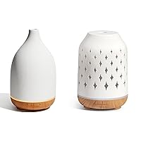 150ml Ceramic Diffuser for Essential Oils Handcrafted Aromatherapy Diffuser Oil Diffuser Ultrasonic Cool Mist Humidifier with 2 Mist Modes Waterless Auto Off for Room, Pack of 2