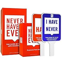 Never Have I Ever Party Card Game Bundle, Classic Edition, Expansion Pack One and 10 Paddles, Ages 17 and Above