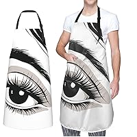 Apron Cooking Kitchen Aprons with 2 Pockets Waterproof Adjustable Aprons Eyelash Chef Aprons for Kitchen Cooking Grilling Painting Grooming