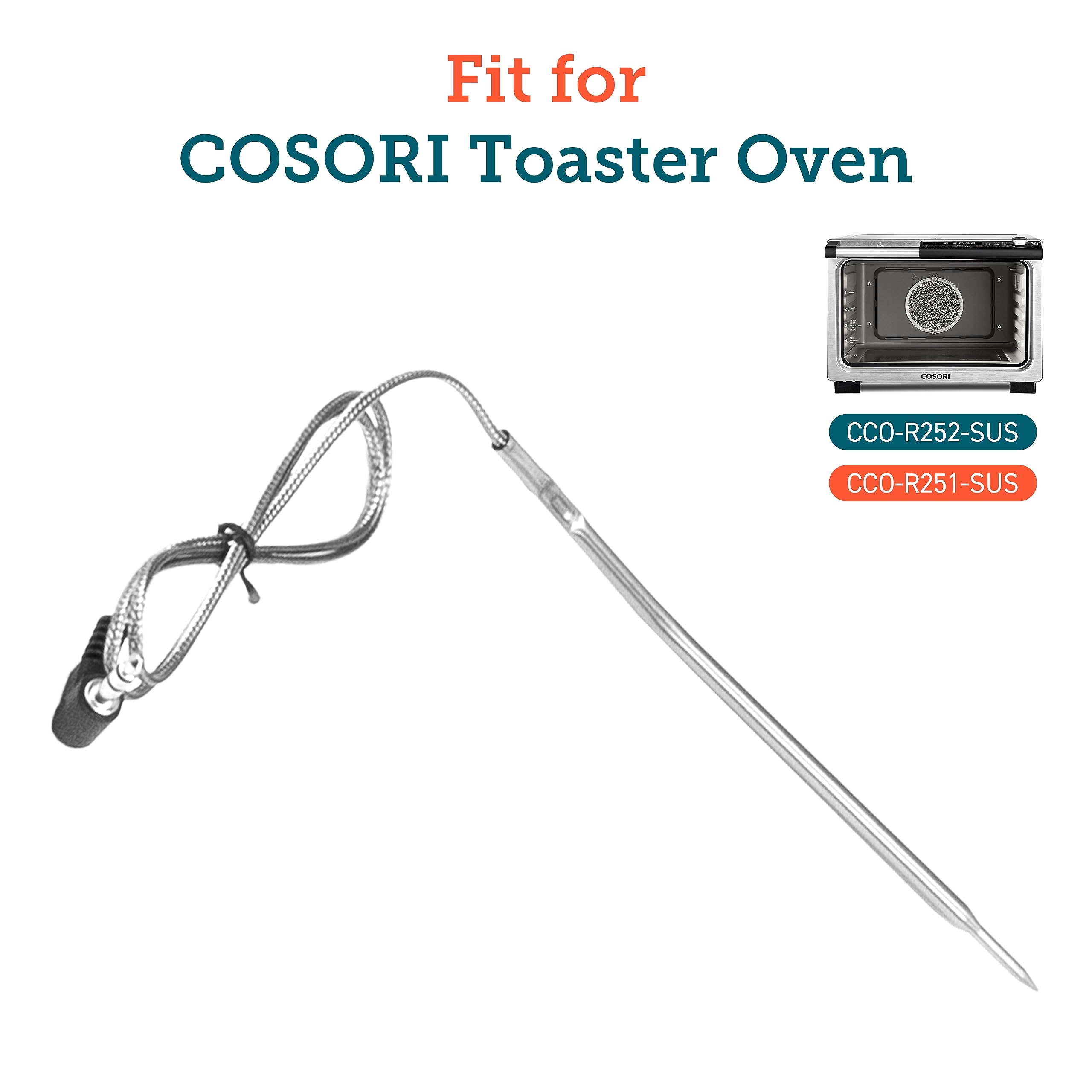 COSORI Oven Thermometer, Accurate Readings for Precise Cooking, Fit for CCO-R251&CCO-R252 26-Quart Ceramic Air Fryer Toaster Oven, Stainless steel, CRP-R251TH-VUS
