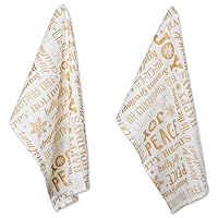 DII Christmas Dish Towels Decorative Metallic Holiday Kitchen Towel Set, 18x28, Gold Collage, 2 Count