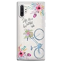 Case Compatible with Samsung S24 S23 S22 Plus S21 FE Ultra S20+ S10 Note 20 S10e S9 Flexible Silicone Print Fantasy Floral Pattern Clear Flower Hearts Girls Slim fit Quote Design Cute Bicycle