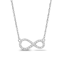 ARAIYA FINE JEWELRY Sterling Silver Diamond Infinity Pendant Rope Chain Necklace (1/20 cttw, I-J Color, I2-I3 Clarity) 18