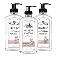J.R. Watkins Gel Hand Soap With Dispenser, Moisturizing Hand Wash, All Natural, Alcohol-Free, Cruelty-Free, USA Made, Rosewater, 11 Fl Oz (Pack of 3)